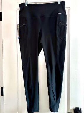 Eddie Bauer Black Hi-Rise Trail Tight Leggings with Zipper Pockets - Size Large